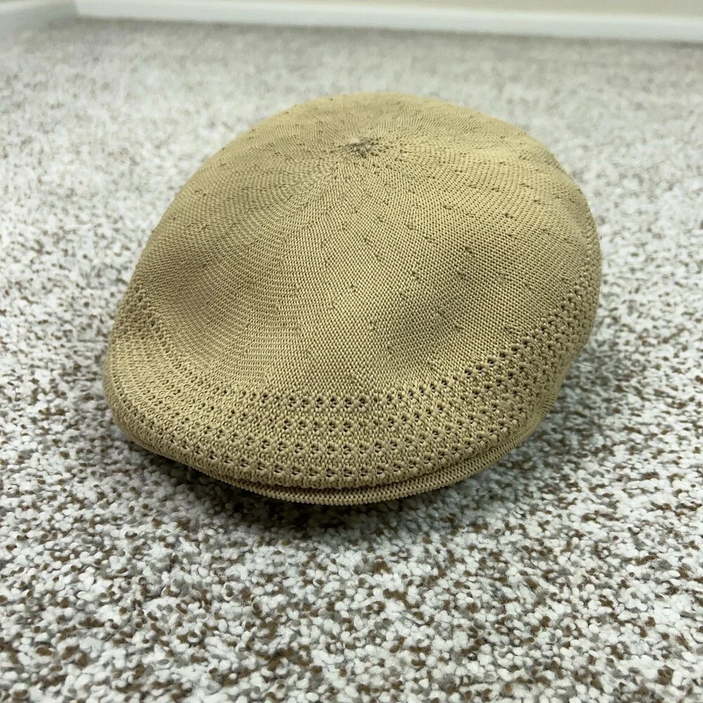 Vintage‎ KANGOL Hat Flat Cap Flex Mens Khaki Ventair 504 Tropical England 90s